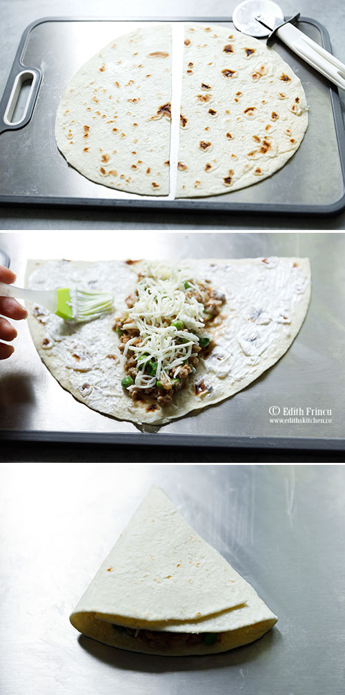 Quesadilla cu carne tocata si mazare quesadilla preparare - Quesadilla cu carne tocata si mazare
